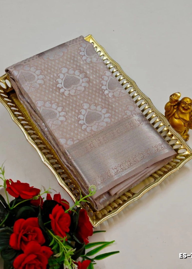 Bridal silk gold silvar and copper zari weave and wedding art silk sarees - chocolate color